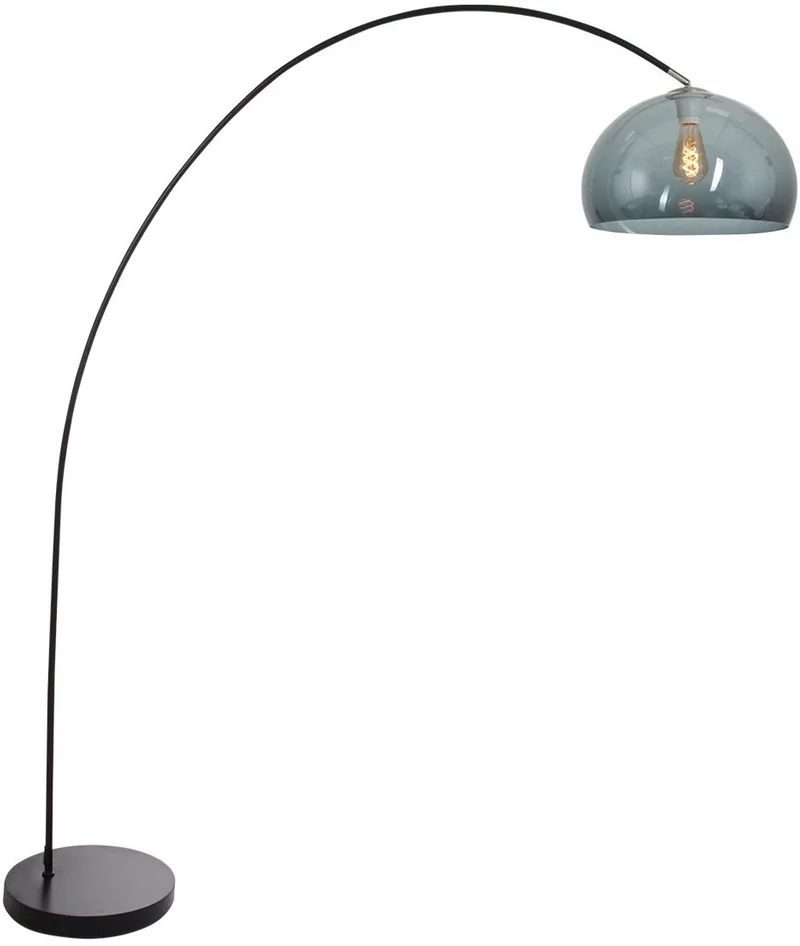 Vloerlamp Solva 3907ZW met smoke kleurige kunststof bol, 185 cm hoog, kantelbaar, Mexlite van Mexlite in Zwart – productfoto