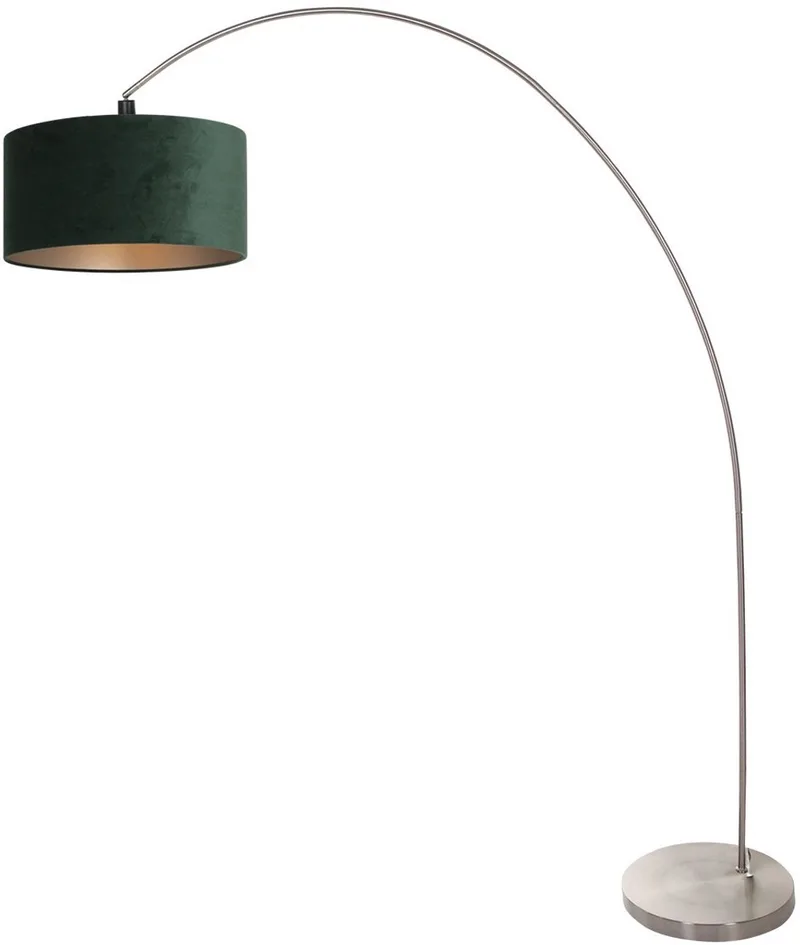 Vloerlamp Solva 3913ST fluwelen lampenkap, metaal en textiel, kantelbaar, Mexlite fra Mexlite i Grøn – produktbillede