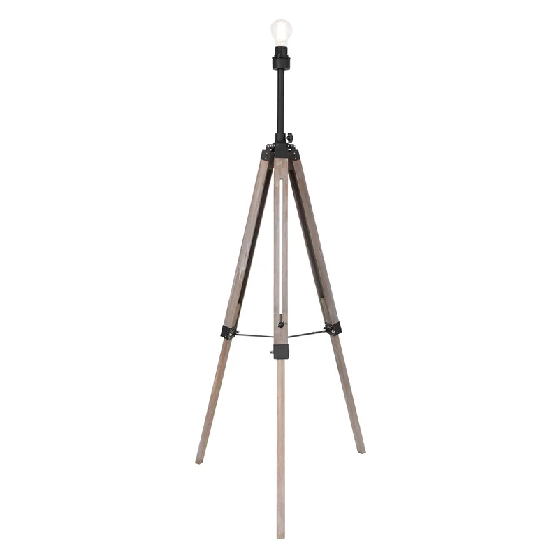 Vloerlamp Triek uitschuifbaar | 1-lichts | mat zwart / vergrijsd hout | E27 | landelijk design fra Mexlite – produktbillede 2 af 3
