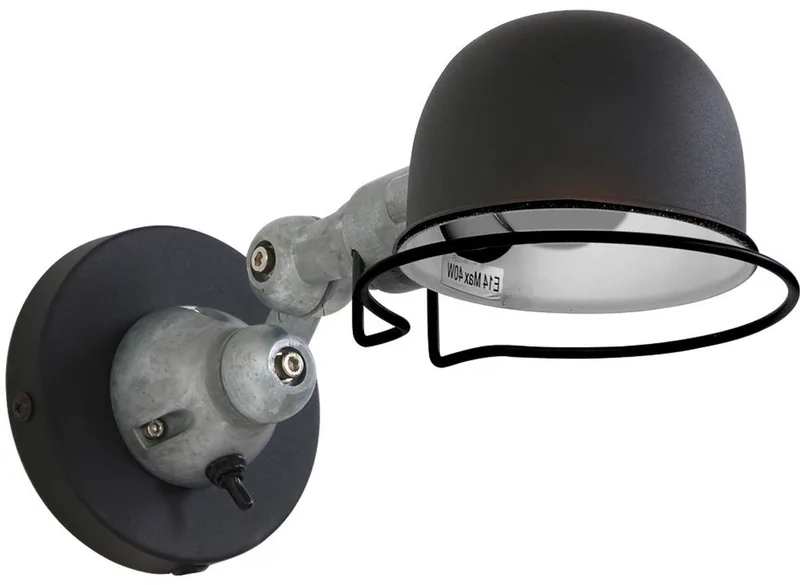 Wandlamp Davin 7657ZW van Mexlite - Draaibaar en kantelbaar - Gemaakt van metaal en kunststof - Geschikt voor E14 fitting fra Mexlite i Sort – produktbillede