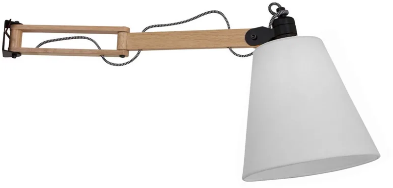 Wandlamp Dion 8853BE Scandinavisch crème en hout met uitklapbare arm, E14 fitting by Mexlite in Cream – product photo