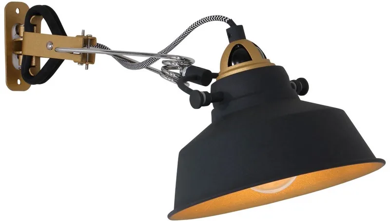 Wandlamp Nove 1320ZW - Zwart, Draaibaar & Kantelbaar, Kunststof/Metaal van Mexlite in Goud, Zwart – productfoto