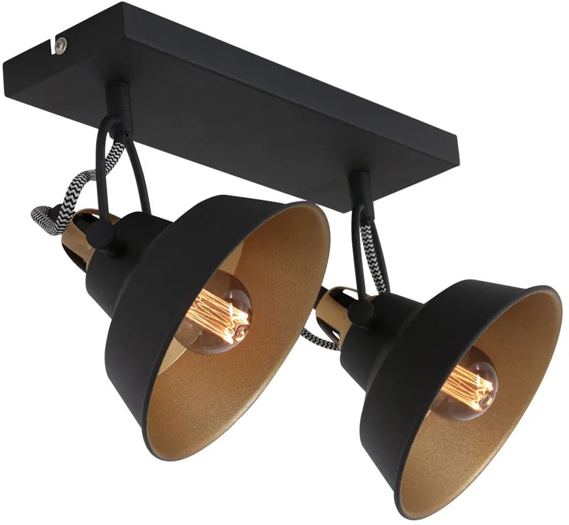 Wandlamp Nove 2 Lichts Draaibaar & Kantelbaar Wit Kunststof Metaal Mexlite van Mexlite in Goud, Zwart – productfoto