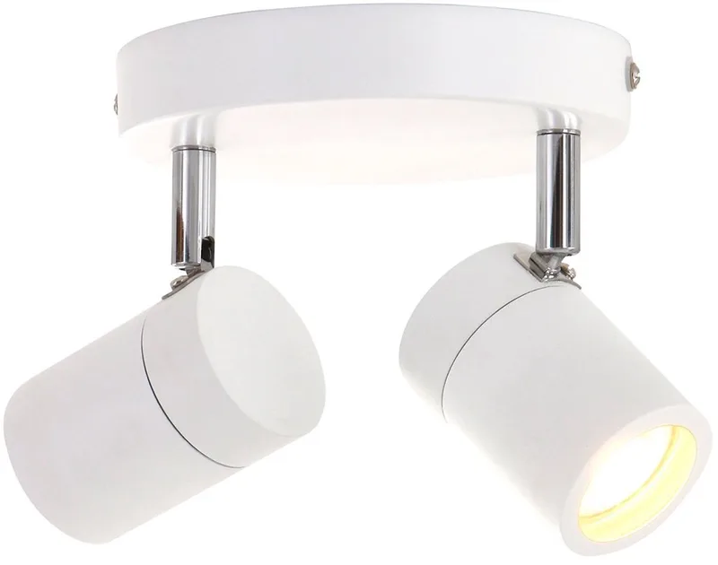 Witte 2-lichts spot Upround 2487W | Draaibaar en kantelbaar | Metaal en kunststof | Mexlite | Geschikt voor binnengebruik, IP44 de Mexlite en Blanc – photo produit