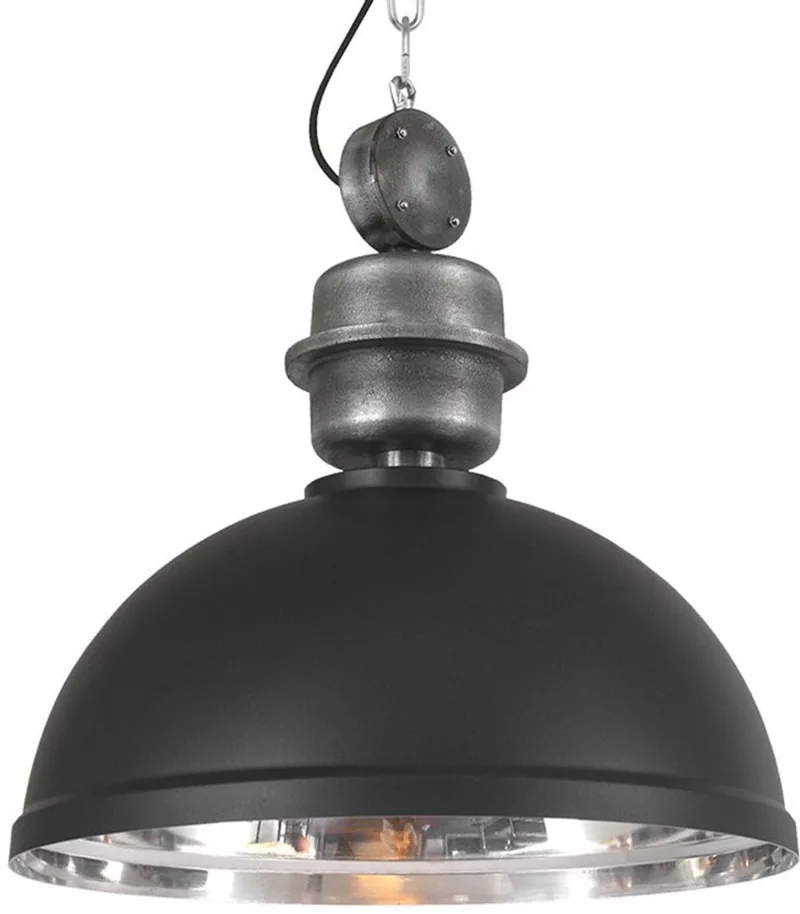Zwart Chromen Hanglamp Gaeve 2661ZW Ø50cm E27 Fitting - Industrieel fra Mexlite i Sølv, Sort – produktbillede