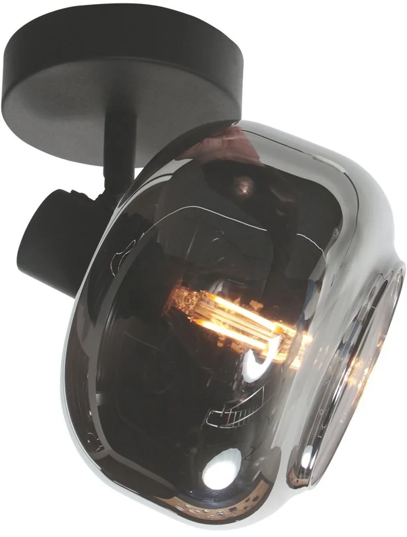 Zwarte 1-Lichts Plafond- en Wandspot Tenebris 4208ZW – Stijlvol en Veelzijdig, Glas en Metaal, 12x12 cm, Mexlite de Mexlite en Noir – photo produit