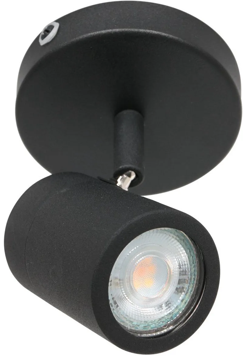 Zwarte 1-lichts spot Upround 2486ZW - Draaibaar en Kantelbaar, Kunststof en Metaal, Modern Design by Mexlite in Black – product photo