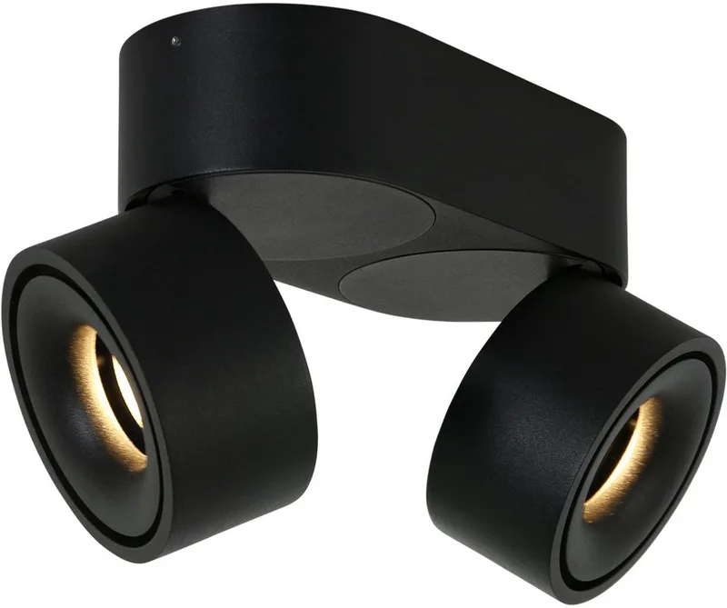 Zwarte 2 lichts spot Fez 2674ZW, dimbaar, draaibaar en kantelbaar, kunststof/metaal, modern, Mexlite by Mexlite in Black – product photo