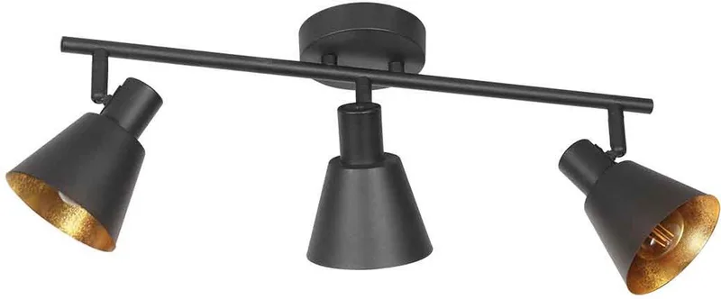 Zwarte 3-lamps spot Oeroe 4115ZW, trendy design, E14 fittingen, gemaakt van metaal en kunststof, geschikt voor binnengebruik, merk: Mexlite de Mexlite en Or, Noir – photo produit