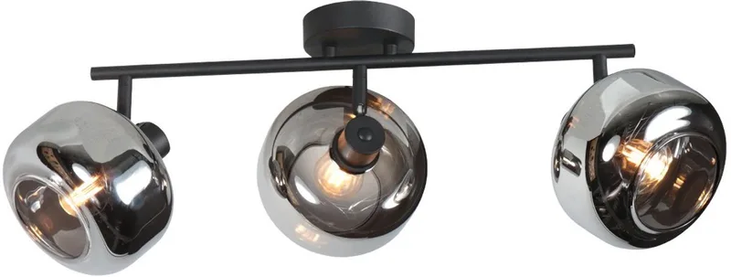 Zwarte 3-Lichts Plafondspot Tenebris 4210ZW - Trendy Verlichting van Glas en Metaal, 56x12 cm, Kantelbaar de Mexlite en Noir – photo produit