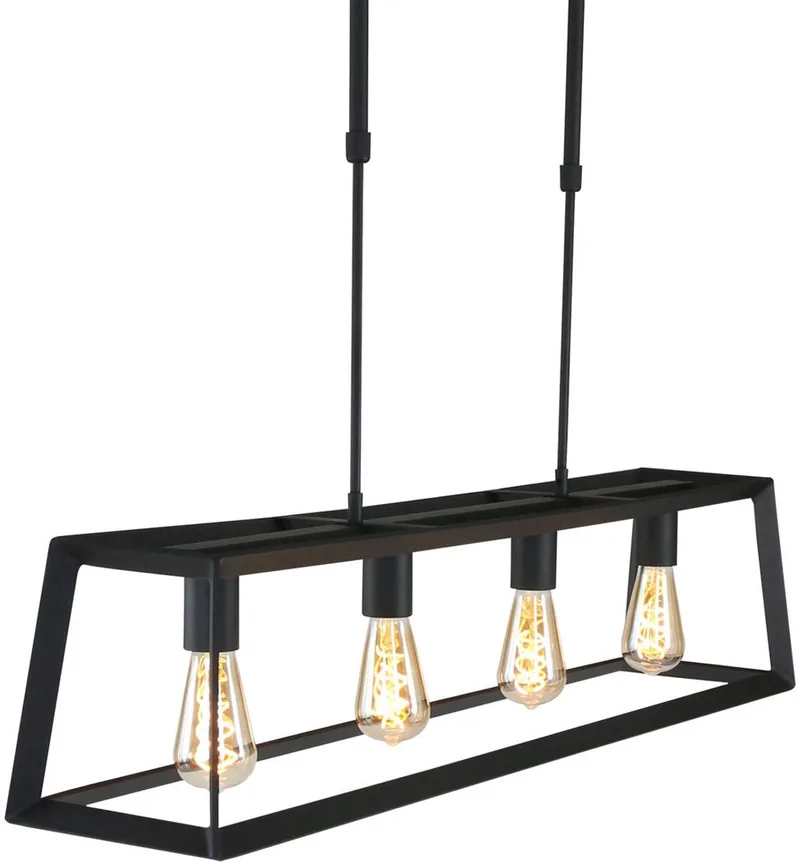 Zwarte Hanglamp Buckley 1705ZW - In hoogte verstelbaar, 100 cm lang, 20 cm breed en diep - Metal, Kunststof, Elektronica de Mexlite en Noir – photo produit