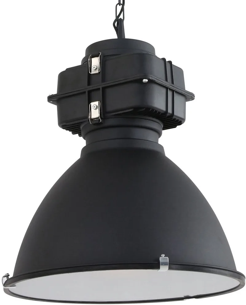 Zwarte industriële hanglamp Densi 7779ZW Ø47 cm uit metaal en glas - hoogte instelbaar - merk: Mexlite van Mexlite in Zwart – productfoto