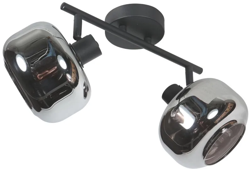 Zwarte Plafondspot 2-Lichts Tenebris 4209ZW van Mexlite – Tijdloos design met kantelbare smoke glazen, breedte 33 cm en diepte 12 cm, geschikt voor binnen gebruik by Mexlite in Black – product photo