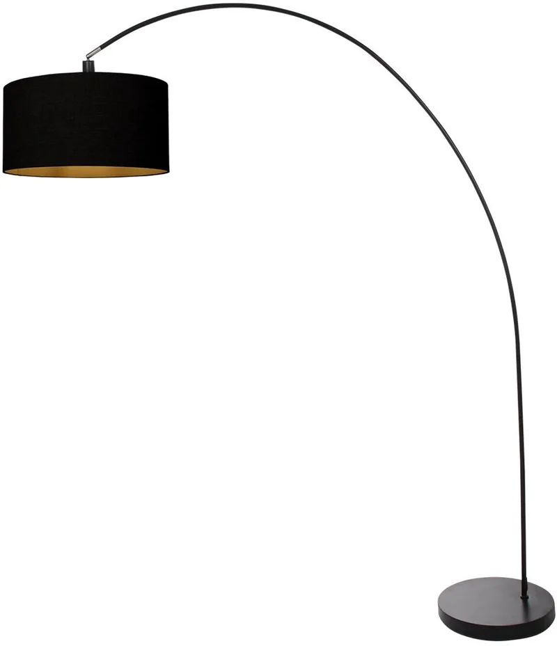 Zwarte vloerlamp Solva 3902ZW van Mexlite - Trendy met metalen en textiele materialen, kantelbaar, hoogte 185 cm, binnengebruik de Mexlite en Noir – photo produit
