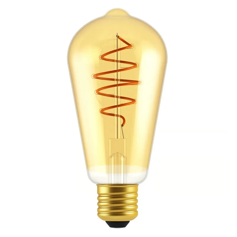 Ampoule DECO - E27 ST64 Spiral Dimmable, verre ambré - blanc chaud 2200K 400 lm. fra Nordlux – produktbillede