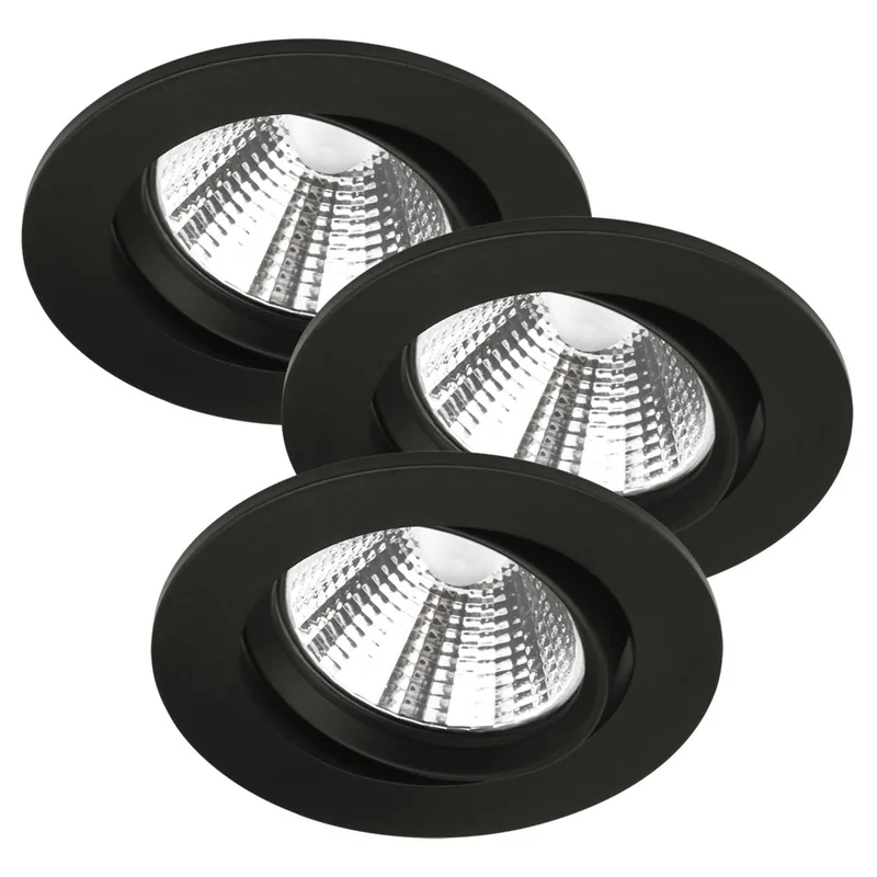 LED plafondinbouwspot Freemont 2.700K per 3 fra Nordlux i Sort – produktbillede