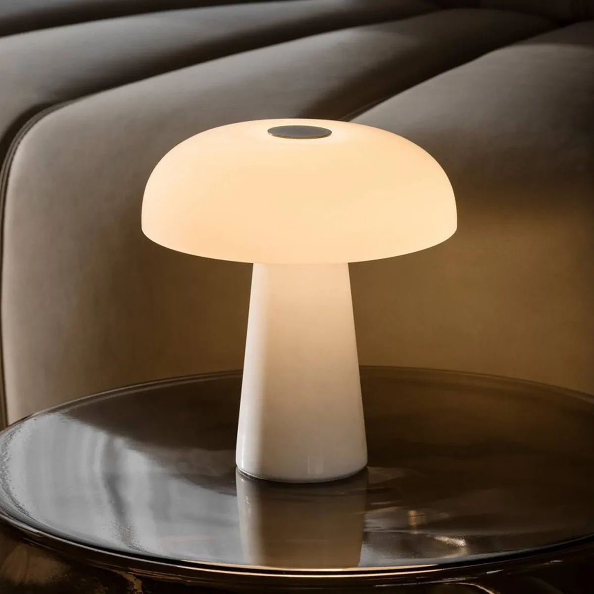 LED tafellamp op accu Glossy mini, marmer, dimbaar de Nordlux en Blanc – photo produit