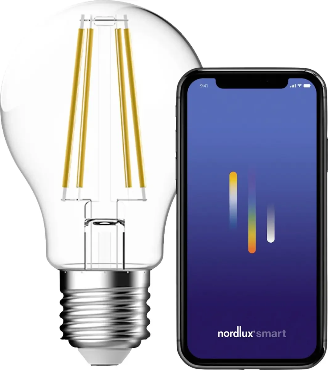 Nordlux 2070082700 Ampoule à incandescence CEE E (A - G) E27 forme de poire de blanc chaud à blanc froid commandé par appli mobile, à intensité variable 1 pc(s) fra Nordlux i Gennemsigtig – produktbillede