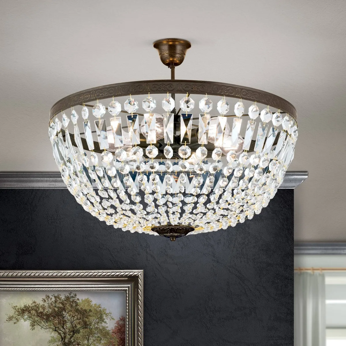 Arila plafondlamp, Ø 60 cm från Orion i Transparent, Antieke roestkleur – produktbild