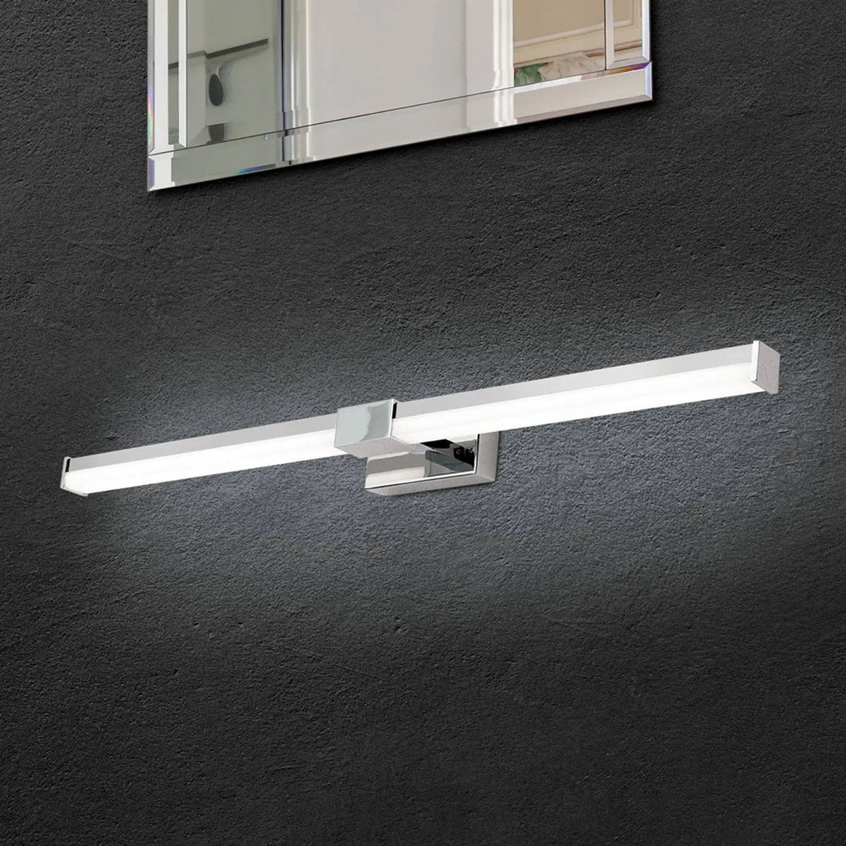 Badkamerspiegel lamp Argo met LED 55,5 cm de Orion en Chrome, Blanc – photo produit