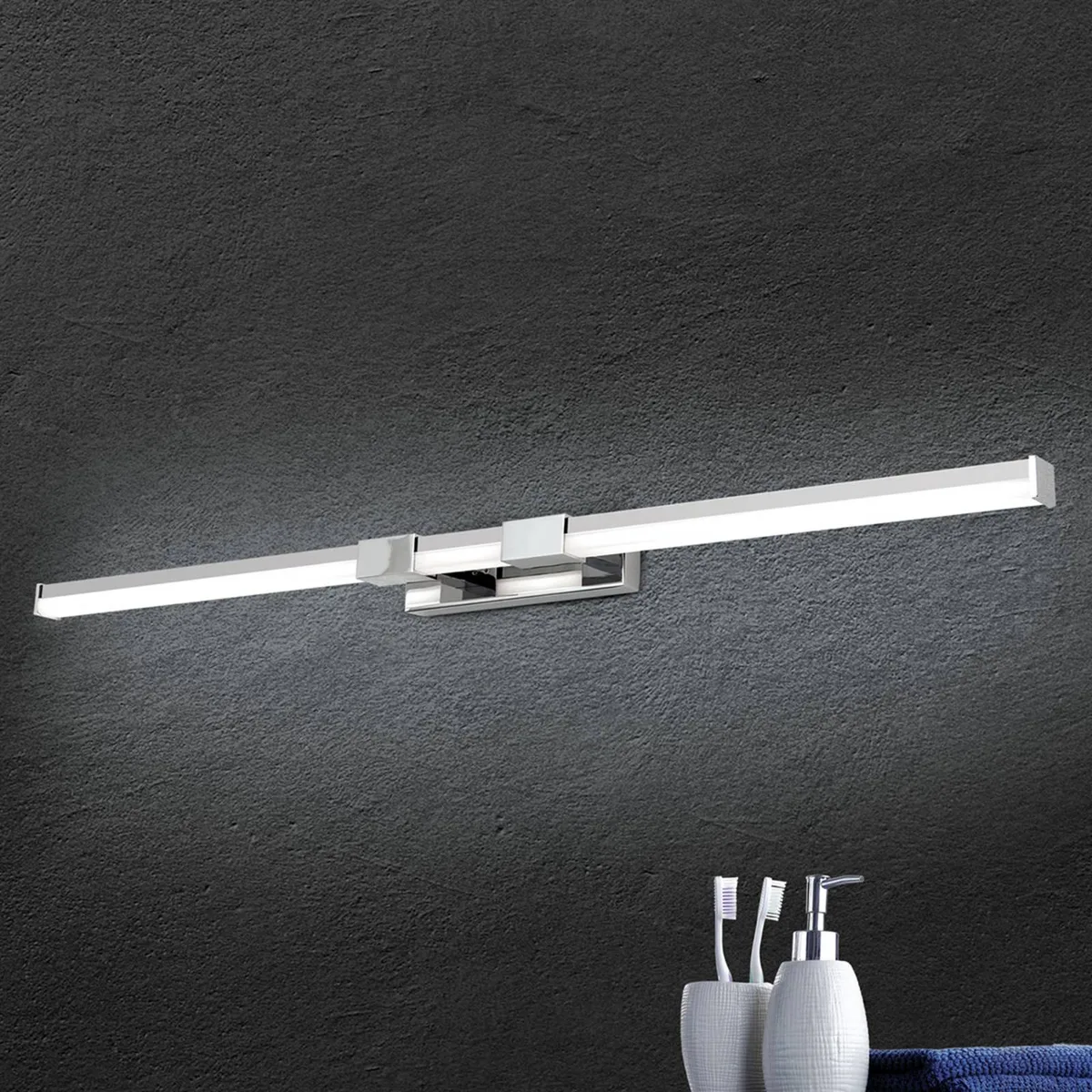 Badkamerspiegel lamp Argo met LED 75,5 cm de Orion en Chrome, Blanc – photo produit