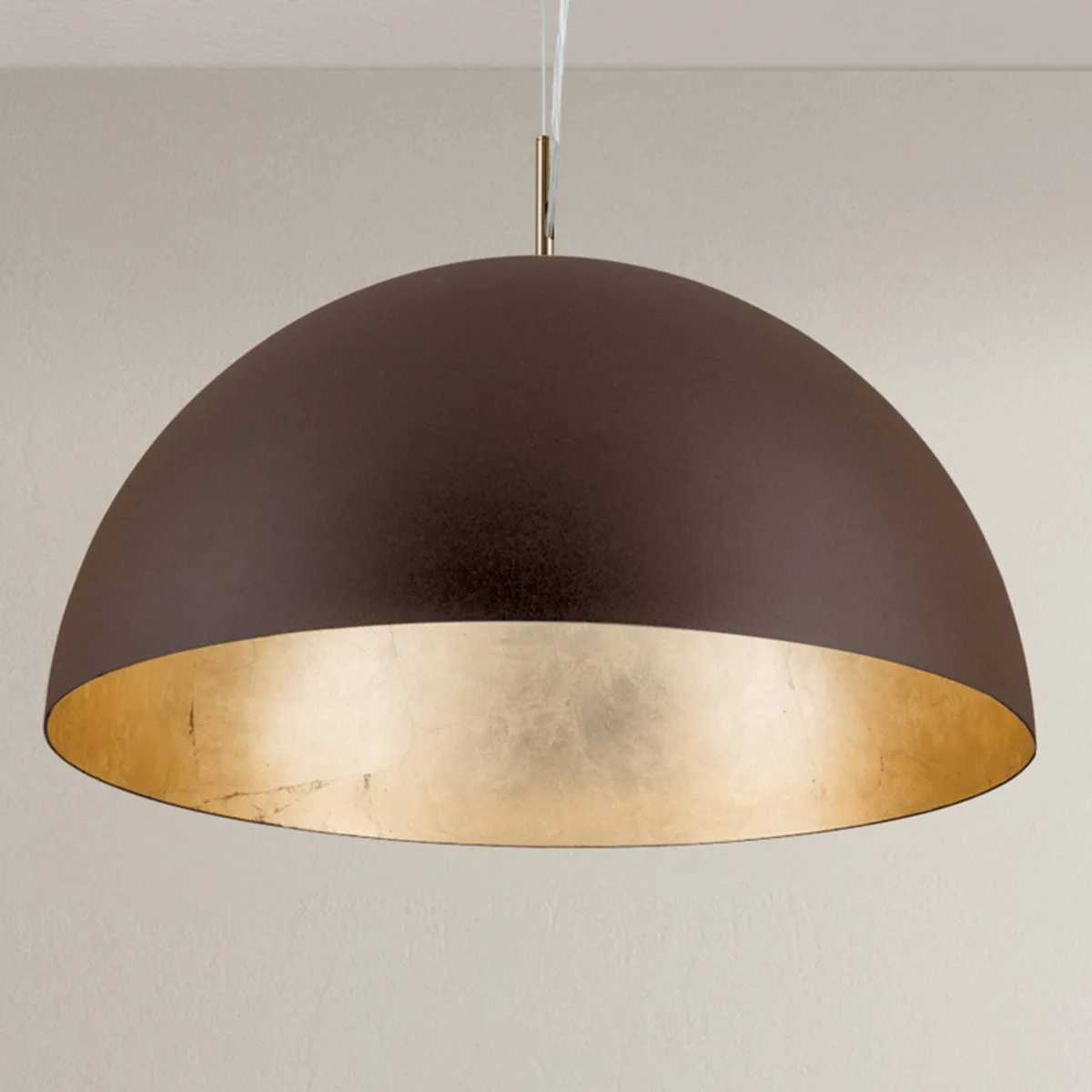 Bruin-gouden pendellamp Nerry från Orion i Bruin mat, Bladgoud – produktbild