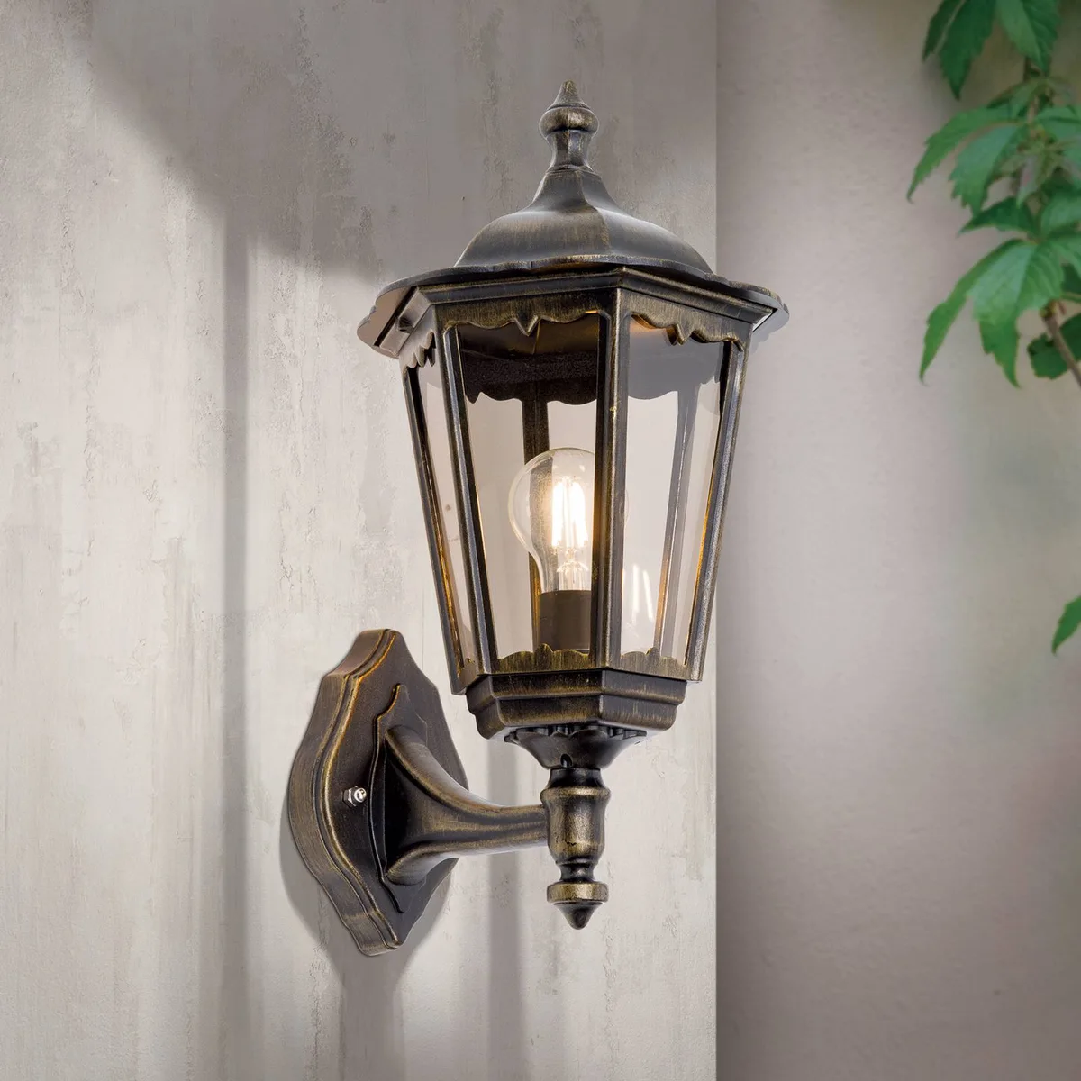 Buitenwandlamp Fabio in zwart-goud de Orion en Zwart-goud, Rookgrijs – photo produit