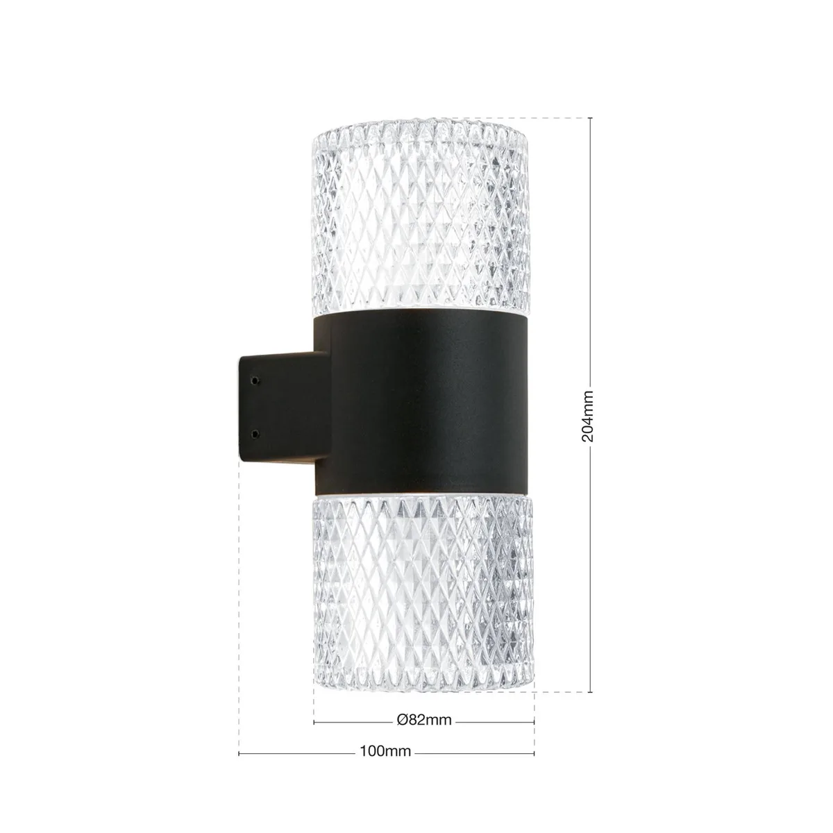 Buitenwandlamp Mondo, zwart, hoogte 20,4 cm, aluminium, 2-lamps. von Orion in Schwarz, Helder – Produktfoto