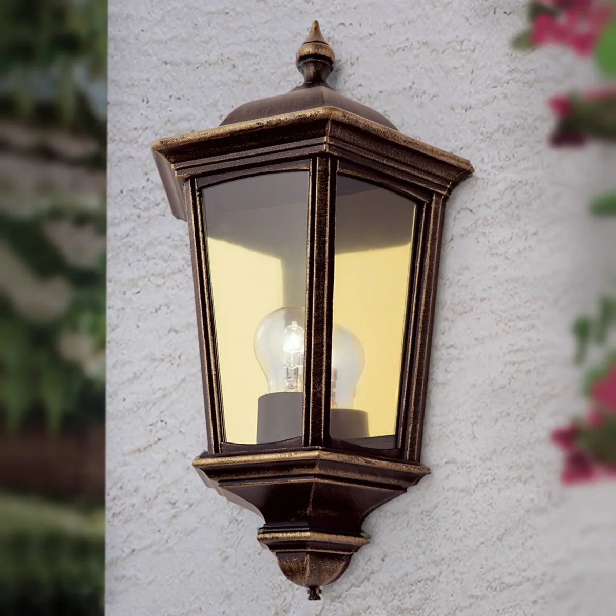 Buitenwandlamp Puchberg, direct, zwart-goud von Orion in Zwart-goud, Rookgrijs – Produktfoto