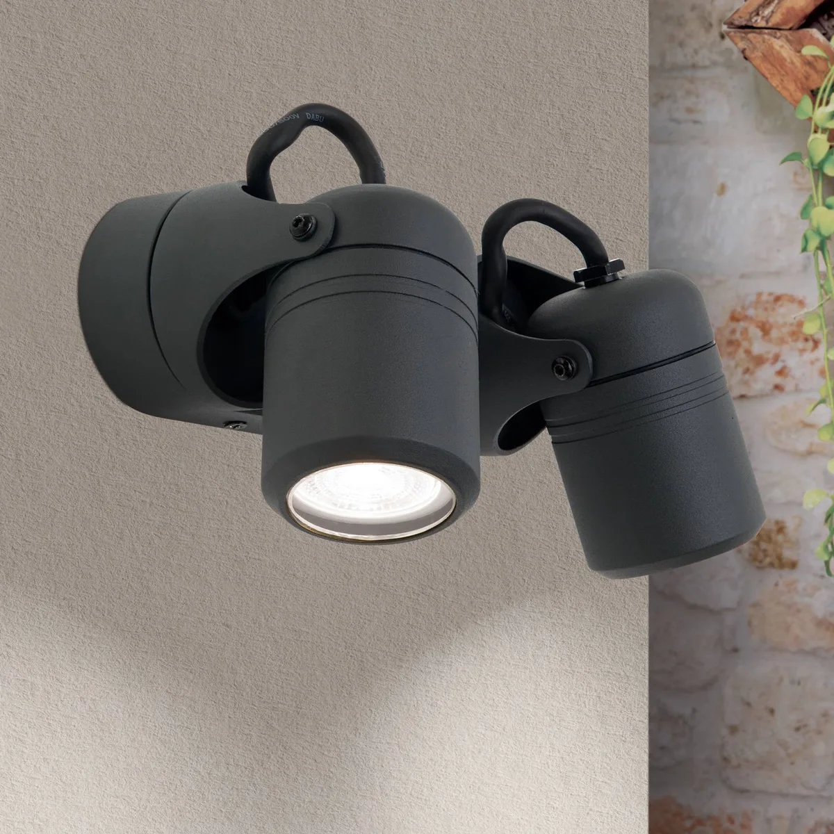 Buitenwandlamp visie, zwenkbaar, 2-lamps van Orion in Antraciet, Transparant – productfoto