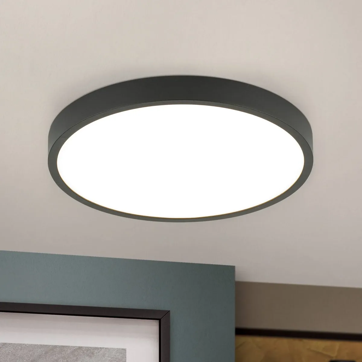 Bully LED plafondlamp in zwart, 3.000 K, Ø24cm de Orion en Noir, Blanc – photo produit