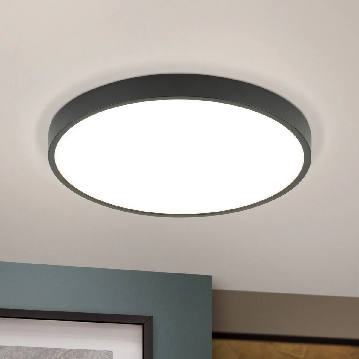 Bully LED plafondlamp in zwart, 3.000 K, Ø28cm de Orion en Noir, Blanc – photo produit