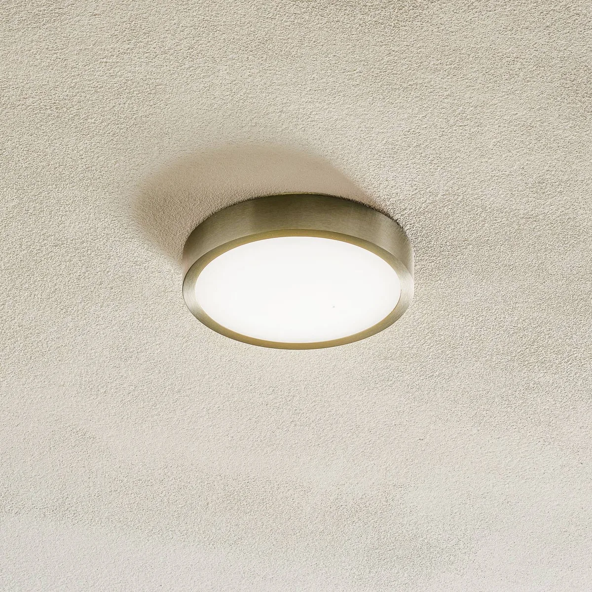 Bully LED plafondlamp, mat nikkel, Ø 14 cm van Orion in Nikkel satijn, Wit – productfoto