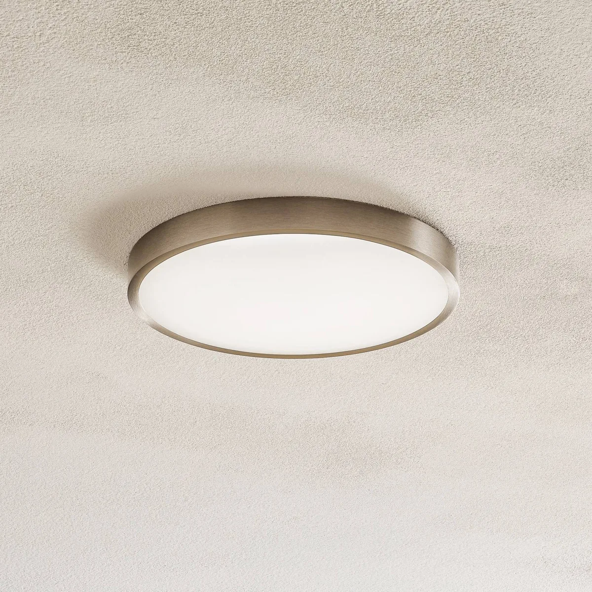 Bully LED plafondlamp, mat nikkel, Ø 24 cm de Orion en Nikkel satijn, Blanc – photo produit