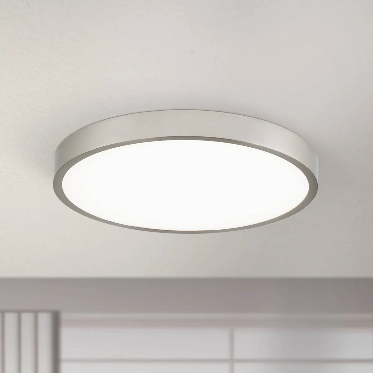 Bully LED plafondlamp, mat nikkel, Ø 28 cm från Orion i Nikkel satijn, Vit – produktbild