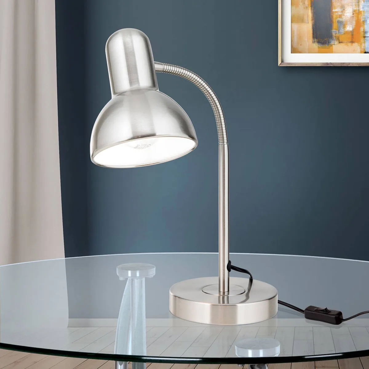 Bureaulamp Nemo, flexibel, nikkel mat de Orion en Mat nikkel – photo produit