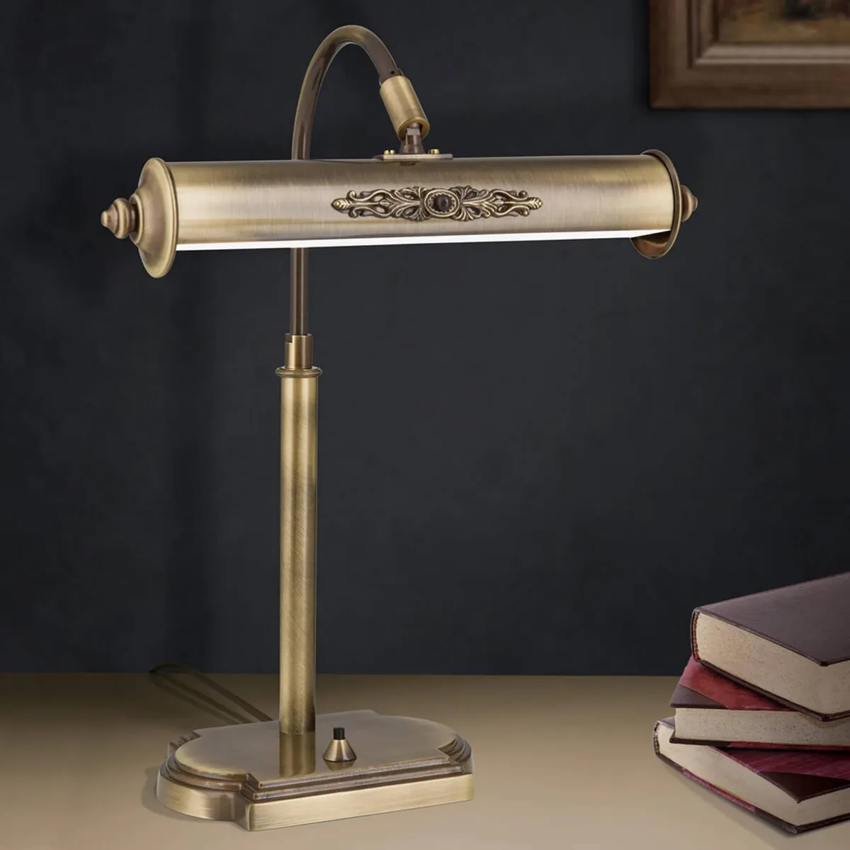 Bureaulamp Picture in oud messing de Orion en Oud-messing – photo produit