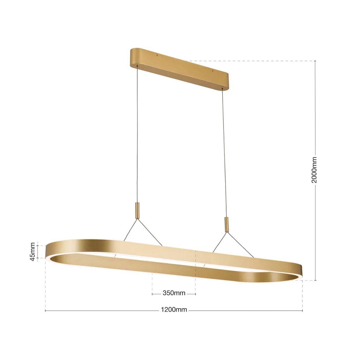 Carrara LED hanglamp, mat goud, in hoogte verstelbaar, CCT van Orion in Goud mat, Wit – productfoto