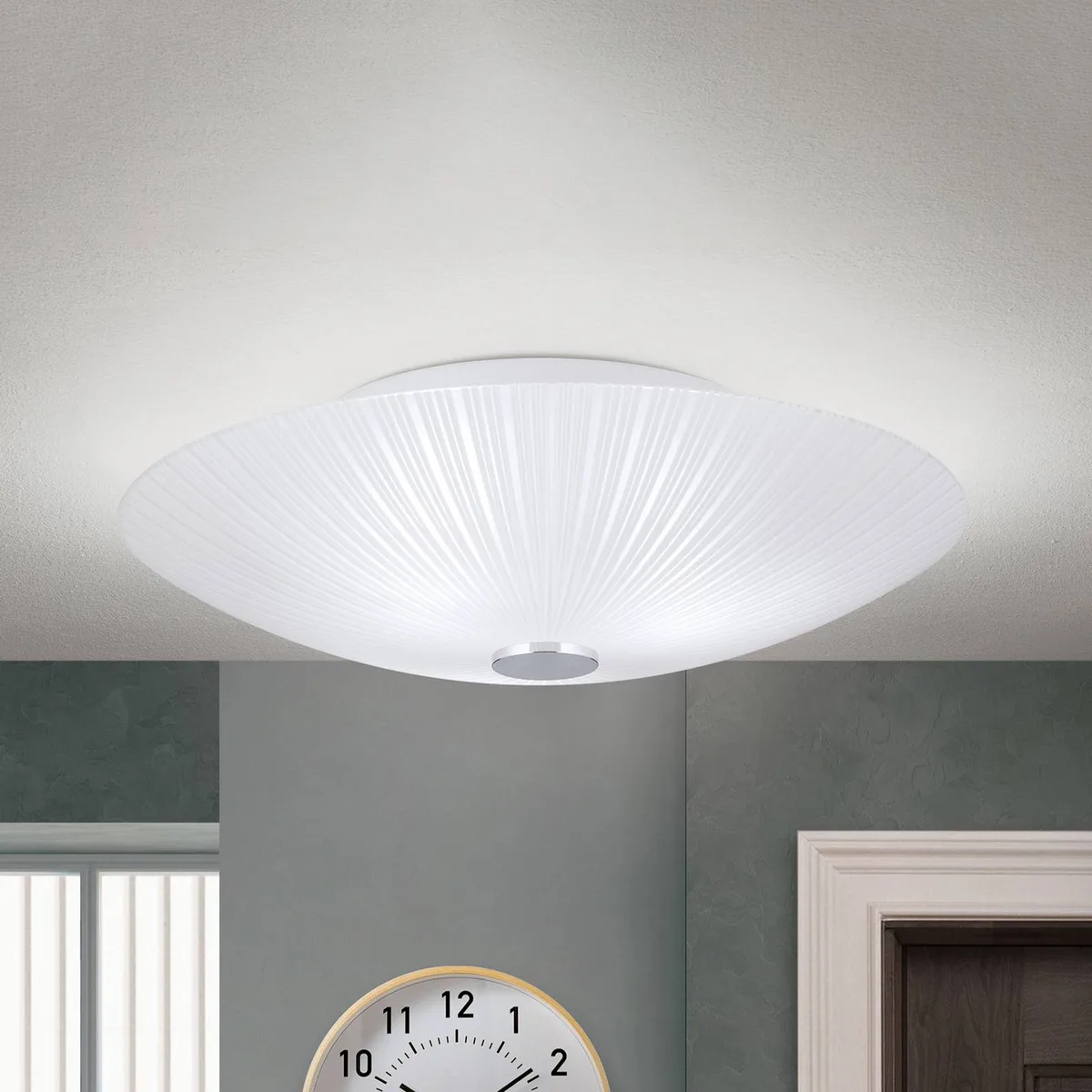Chique plafondlamp VINDIRA, 40 cm de Orion en Gesatineerd wit, Chrome – photo produit
