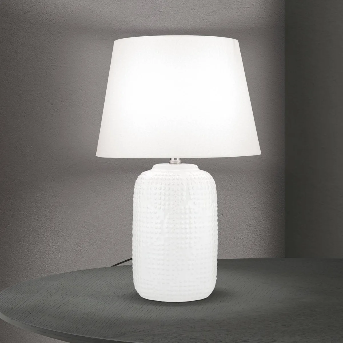 Coral tafellamp, hoogte 51 cm, keramiek/linnen van Orion in Wit – productfoto