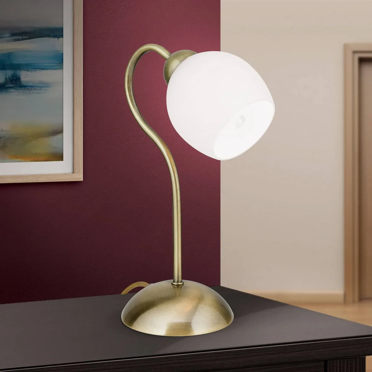 Doma tafellamp, hoogte 30 cm, glas von Orion in Antiek messing – Produktfoto