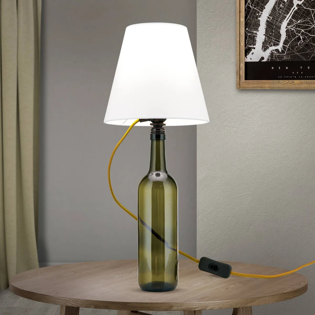 E27-fitting BOTTLE, kabel goud, lengte 200 cm de Orion en Or, Noir – photo produit