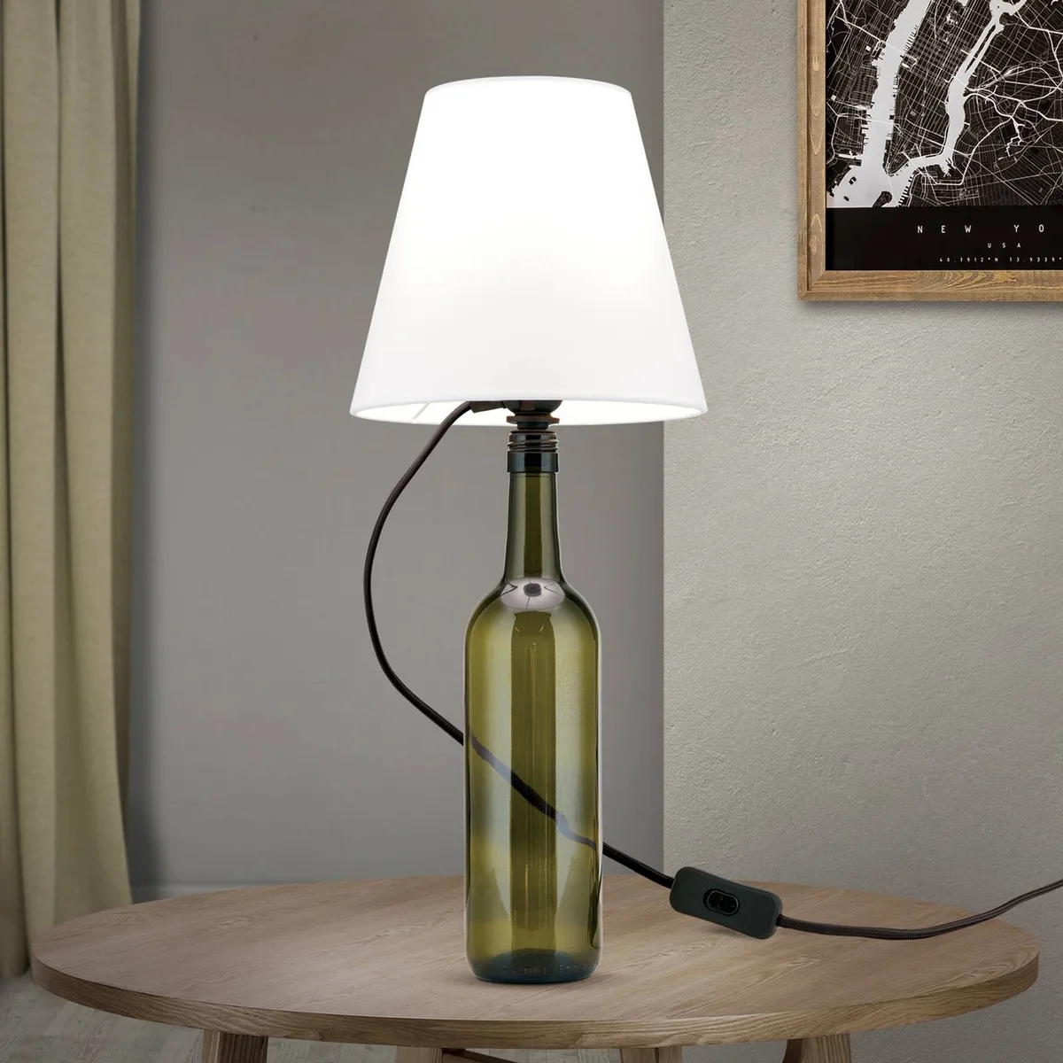 E27-fitting BOTTLE, kabel lengte 200 cm de Orion en Noir – photo produit