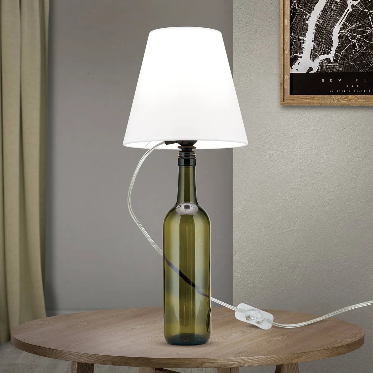 E27-fitting BOTTLE, transparante kabel, lengte 200 cm fra Orion i Gennemsigtig, Sort – produktbillede