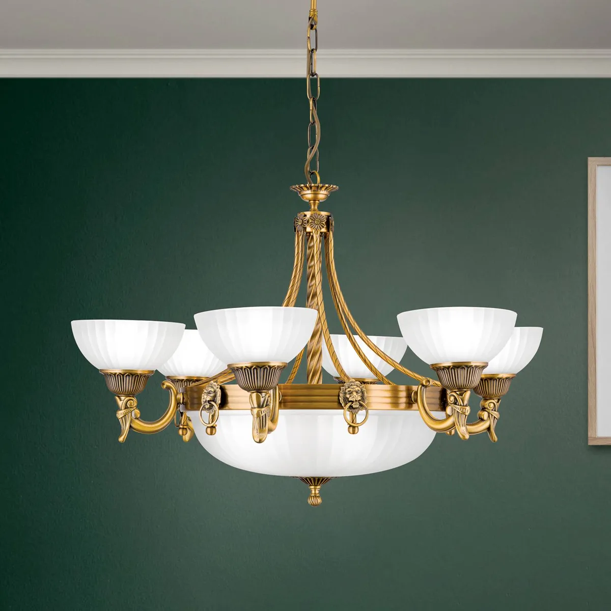 Edele kroonluchter NOAM, 75 cm de Orion en Bronze, Blanc – photo produit