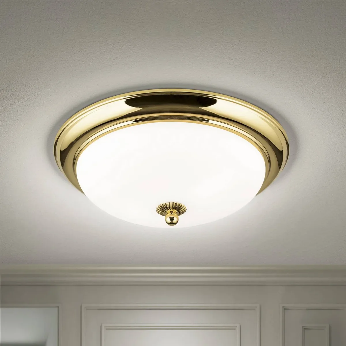 Empire plafondlamp, Ø 35,5 cm, goud, mat opaalglas von Orion in Gold, Opaal mat – Produktfoto