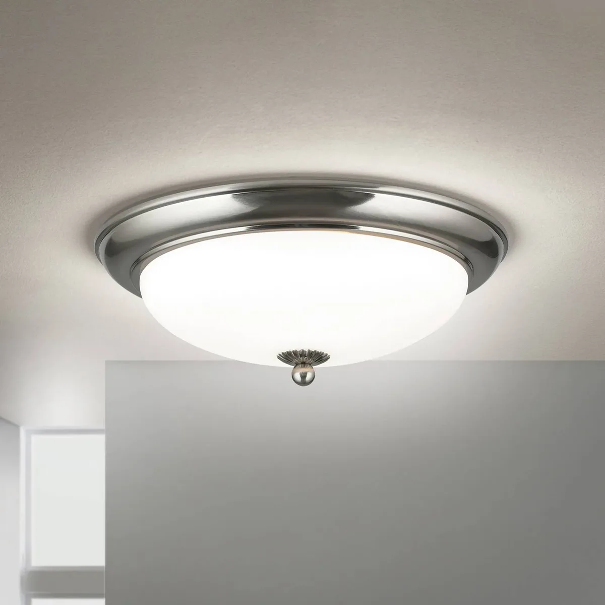 Empire plafondlamp, Ø 35,5 cm, mat nikkel, mat opaal glas de Orion en Mat nikkel, Mat opaal – photo produit