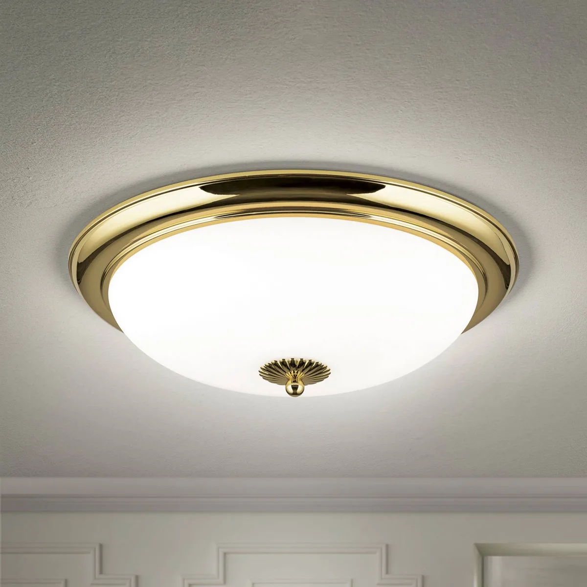 Empire plafondlamp, Ø 48 cm, goud, mat opaalglas von Orion in Gold, Opaal mat – Produktfoto