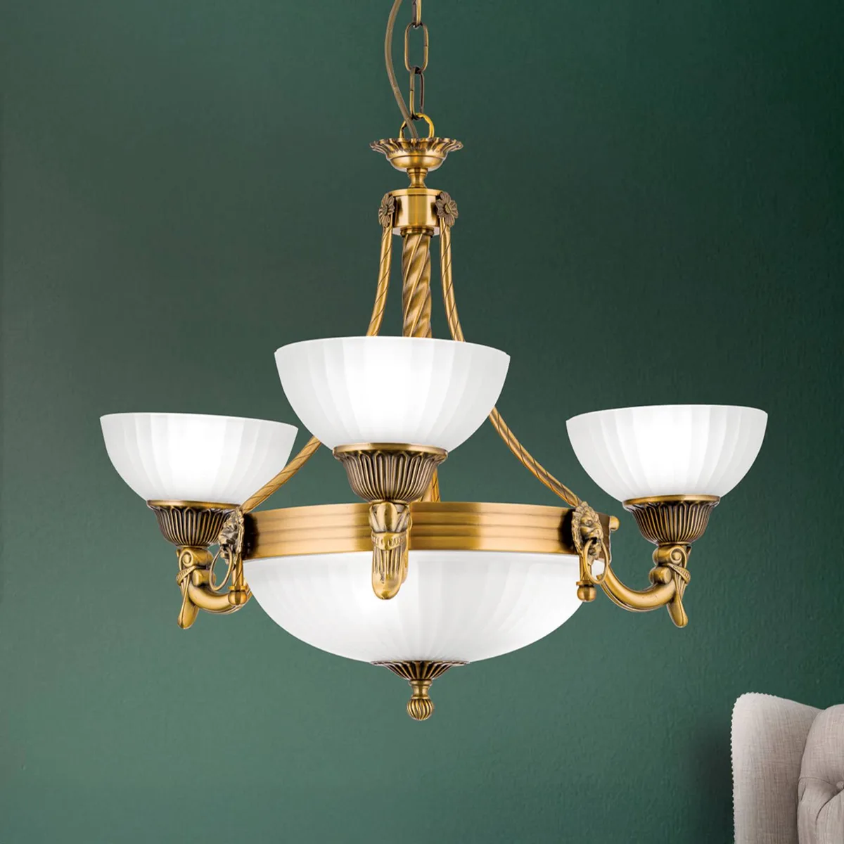 Geraffineerde kroonluchter NOAM - 64 cm de Orion en Bronze, Blanc – photo produit