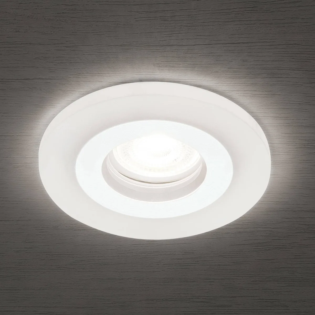 Glow inbouwspot, wit, metaal, Ø 11 cm, GU10 von Orion in Weiß, Transparent – Produktfoto